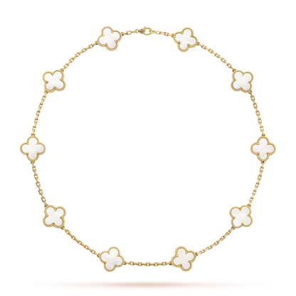 HALSKETTE KLEEBLATT 10 DESIGN | WEISS